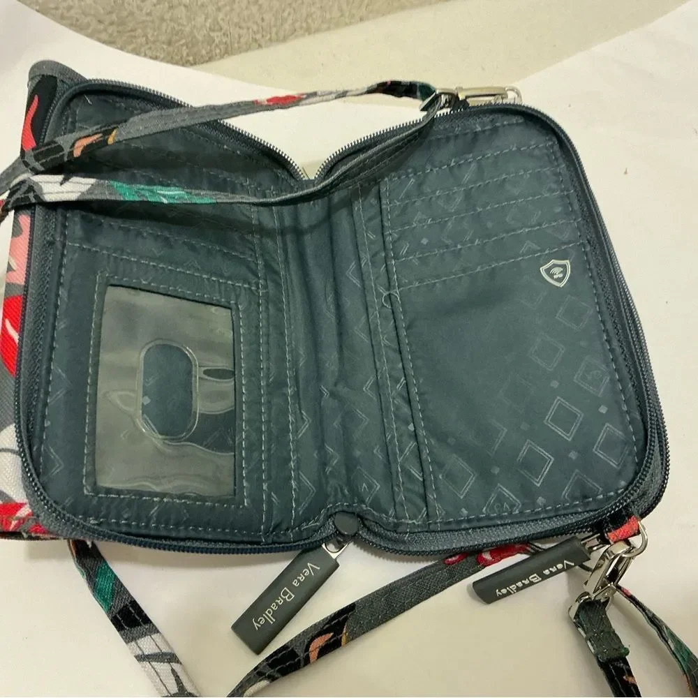 Vera Bradley Crossbody Bag - Gray with Red and Green Floral